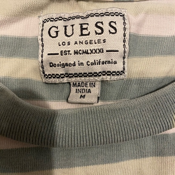 Stripped Guess Embroidered Logo Shirt  Los Angeles Medium - Picture 3 of 7